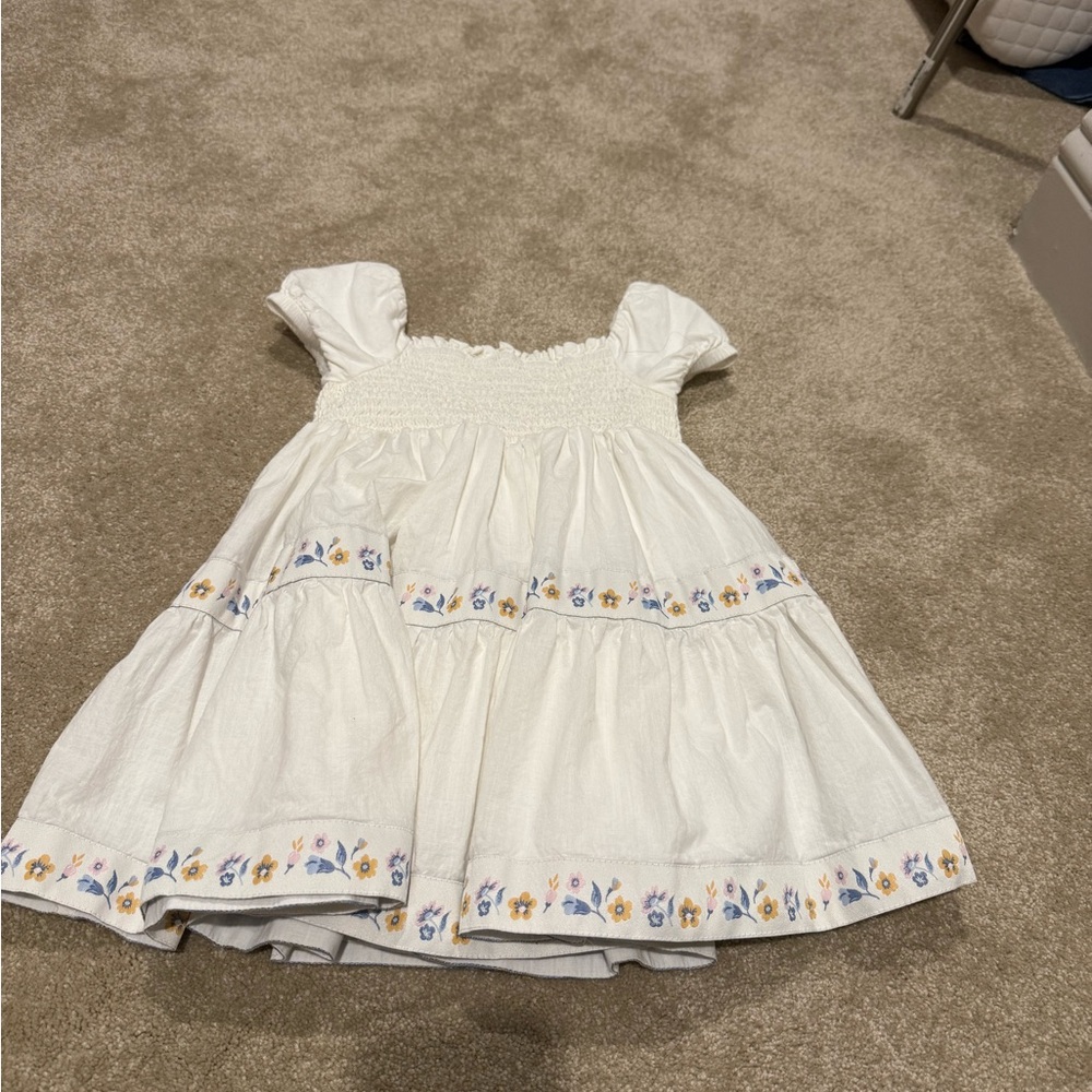 Rachel Zoe White Kids Dress with Floral Trim